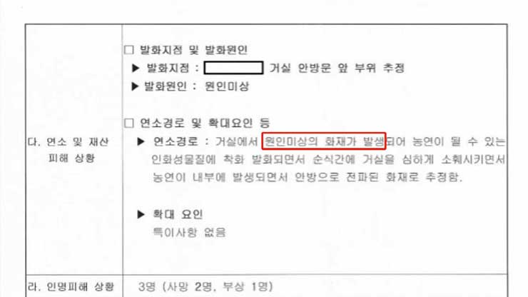 소방화재 조사서